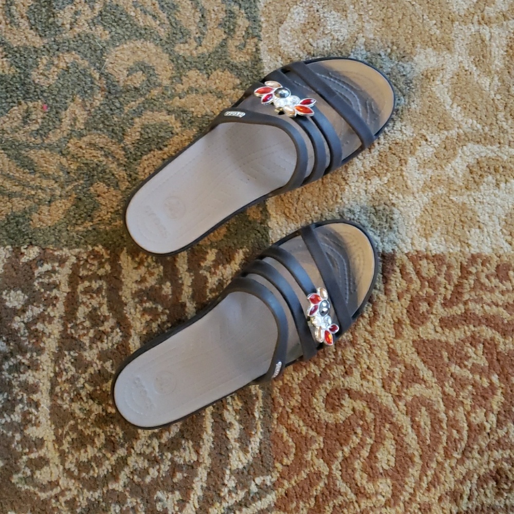 Crocs Wedge Sandals with Bling Clip-on